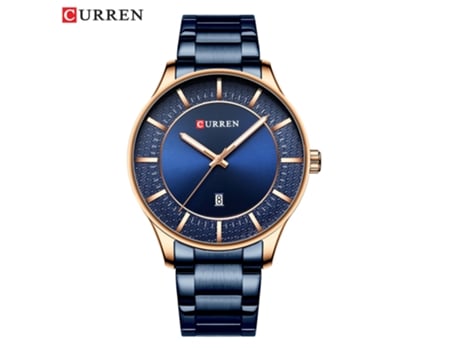 Relojes de Moda para Hombres Reloj de Pulsera de Negocios de Cuarzo Reloj Calendario para Hombres-Concha Rosa Azul LUUCOZK