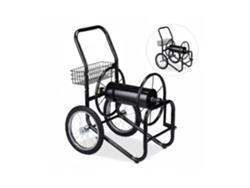 Relaxdays Carro Para Manguera De Regar, Carrete Portátil Para Jardín, Con 2 Ruedas, Hasta 90 M, Metal, 1 Ud., Negro