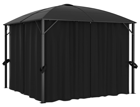 vidaXL Cenador con cortinas gris antracita 300x300x265 cm