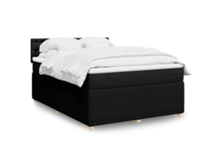 Cama Box Spring Con Colchón Tela Negro 140x190 Cm