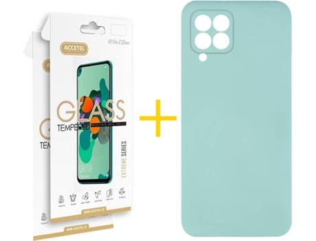 Carcasa + 2 Protectores de Pantalla para Huawei P40 Lite ACCETEL Verde Agua