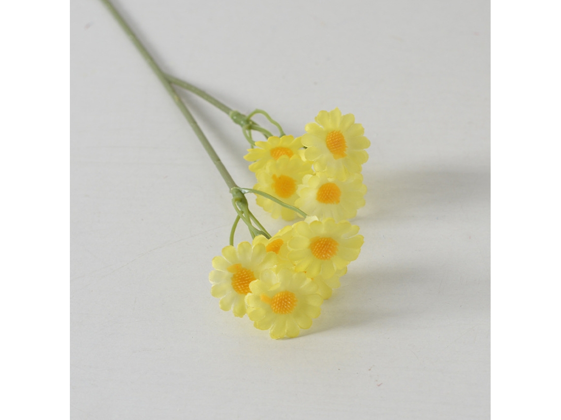 Ramo De Flores Artificiales De Manzanilla, Decorado Con 6 Crisantemos - Amarillo