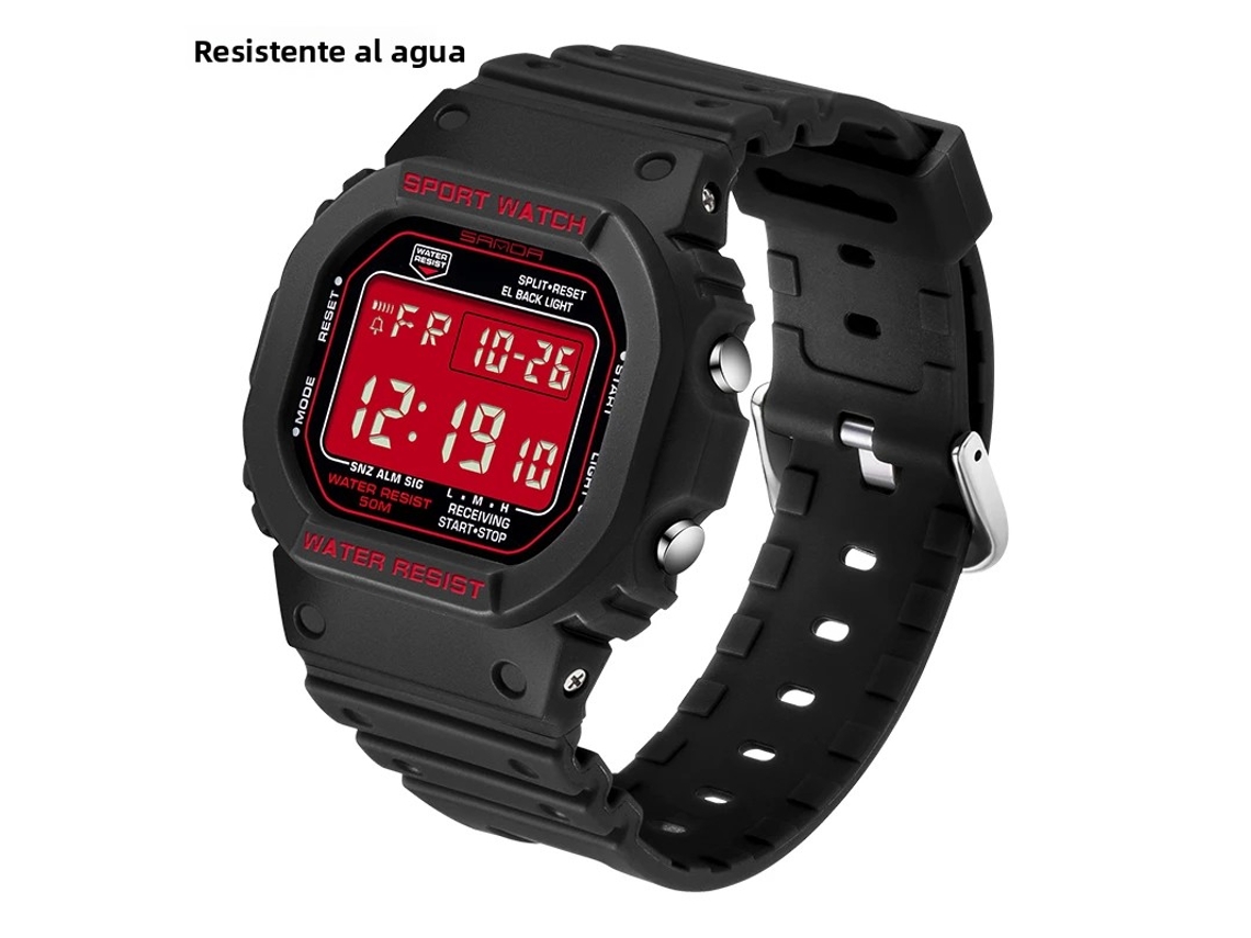 Reloj digital de lujo para hombre, estilo deportivo militar, resistente al agua, con alarma y cronómetro.
