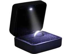 2026-caja De Joyería Mini Metálica Con Led Brillante Para Anillos, Fácil De Transportar Y Elegante, Color Negro