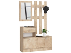 Conjunto De Muebles Con Zapatero Akord Roble Sonoma 90 Cm 1 Puerta 1 Cajón Frente En Color Roble Sonoma 2 Estantes 90x25x170 Cm