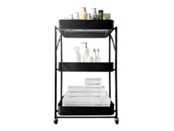 Carrito plegable con 3 estantes 88x45x30cm Nyana Home | Carrito auxiliar para cocina o baño | Ruedas con frenos