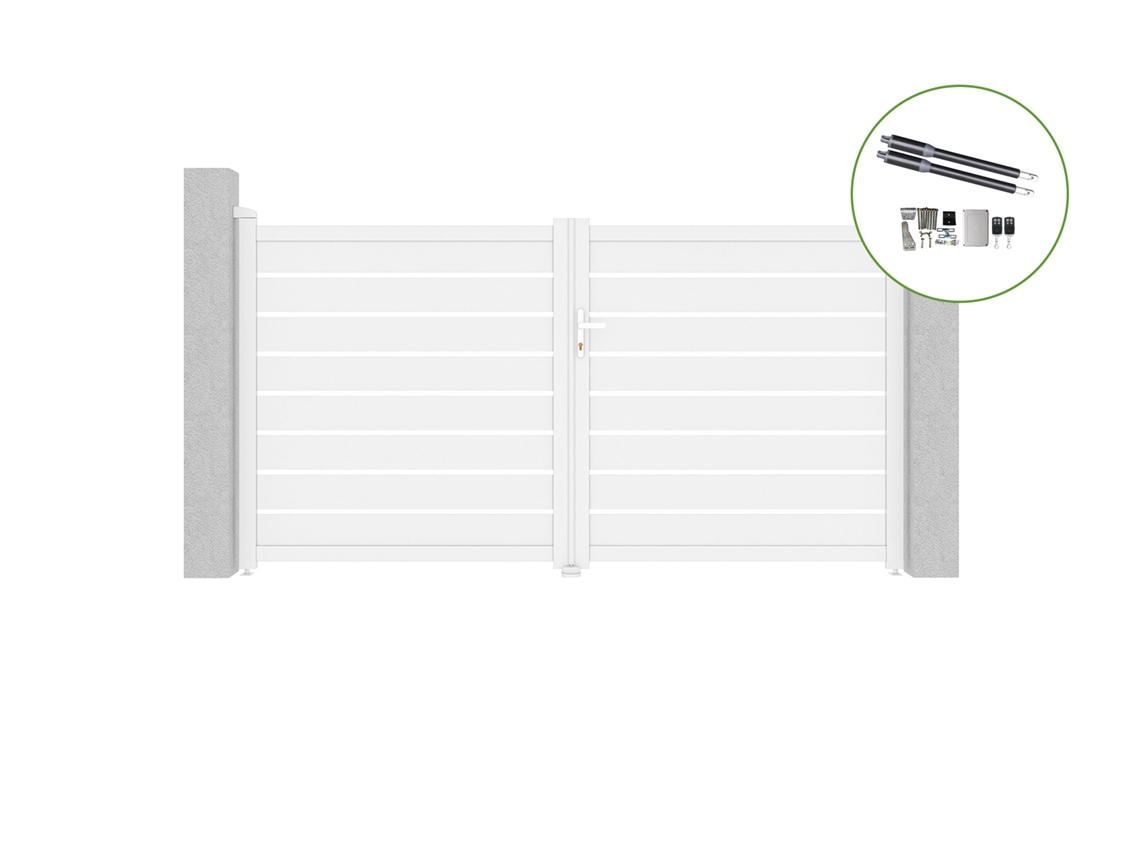 Portón abatible 3m VOGEL H.160cm aluminio blanco motorización RANGER B150 CASANOOV