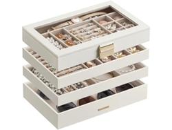 Bandeja Para Joyas, Apilable, Con Tapa De Cristal Ideal Regalar 17 X 28 18,3 Cm. Resistente Al Agua Almacenamiento Inteligente Baño Y