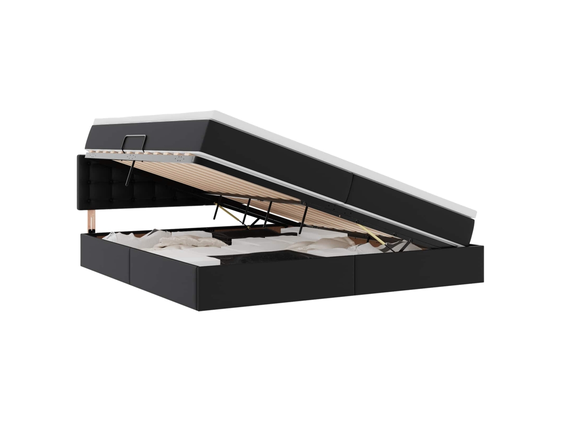 Maison Exclusive - Cama Con Almacenamiento Y Colchón Negro 200 X 200 Cm