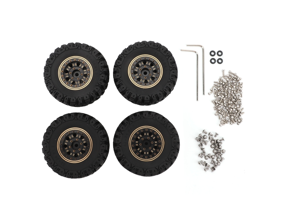 4 Neumáticos Para Coches De Control Remoto Con Llantas De Latón De 1,2 Pulgadas Para Traxxas Escala 1/18 Y Accesorios Rc.