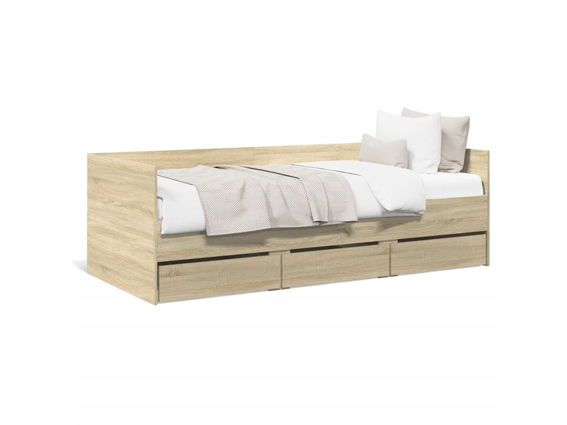 Maison Exclusive - Sofá Cama Con Cajones Sin Colchón Roble Sonoma 90x200 Cm