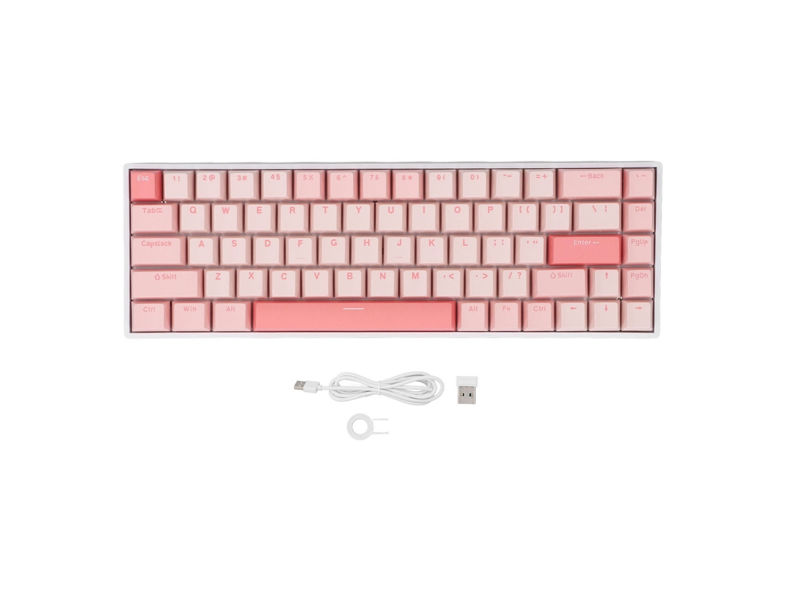 Teclado Mecânico Gamer 68 Teclas Sem Fio 2.4g Bluetooth 5.0 Fio Rgb Switch Azul Para Pc Laptop