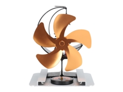 Ventilador Para Estufa De Leña Con 5 Aspas, Termómetro, Protector Térmico, Silencioso, Aluminio.