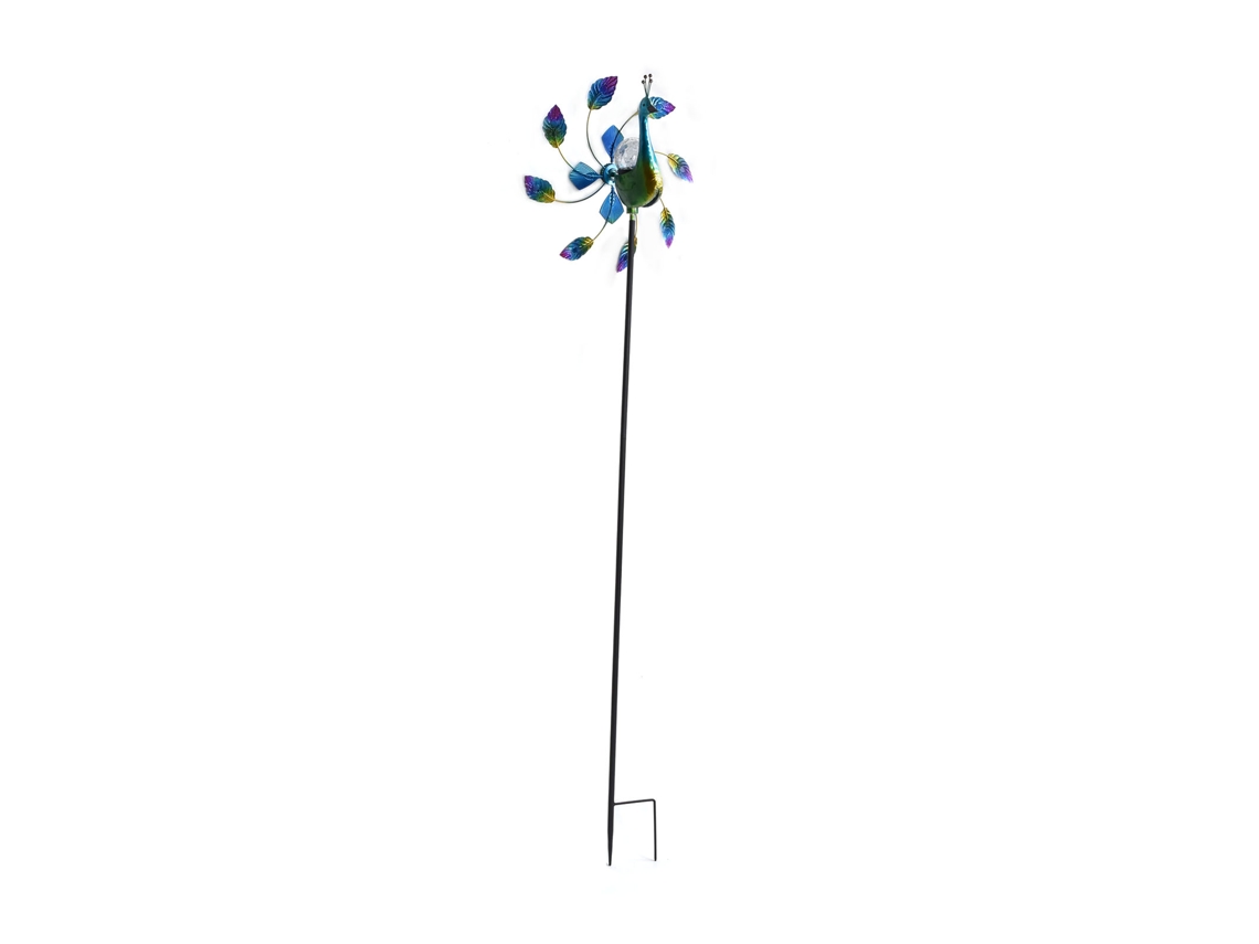 Molino de viento solar LED de hierro forjado para jardín.