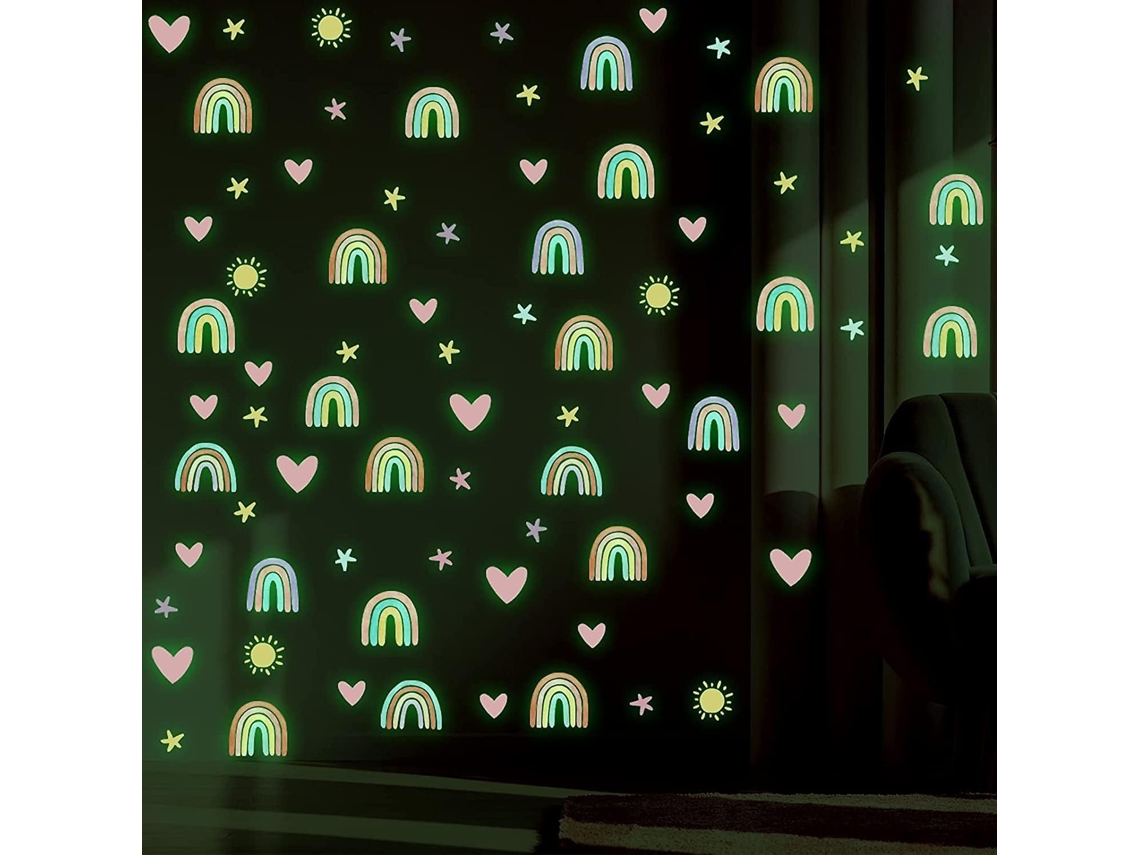 Pegatinas de pared luminosas de arcoíris, pegatinas de pared de arcoíris coloridas, pegatinas de pared de acuarela.