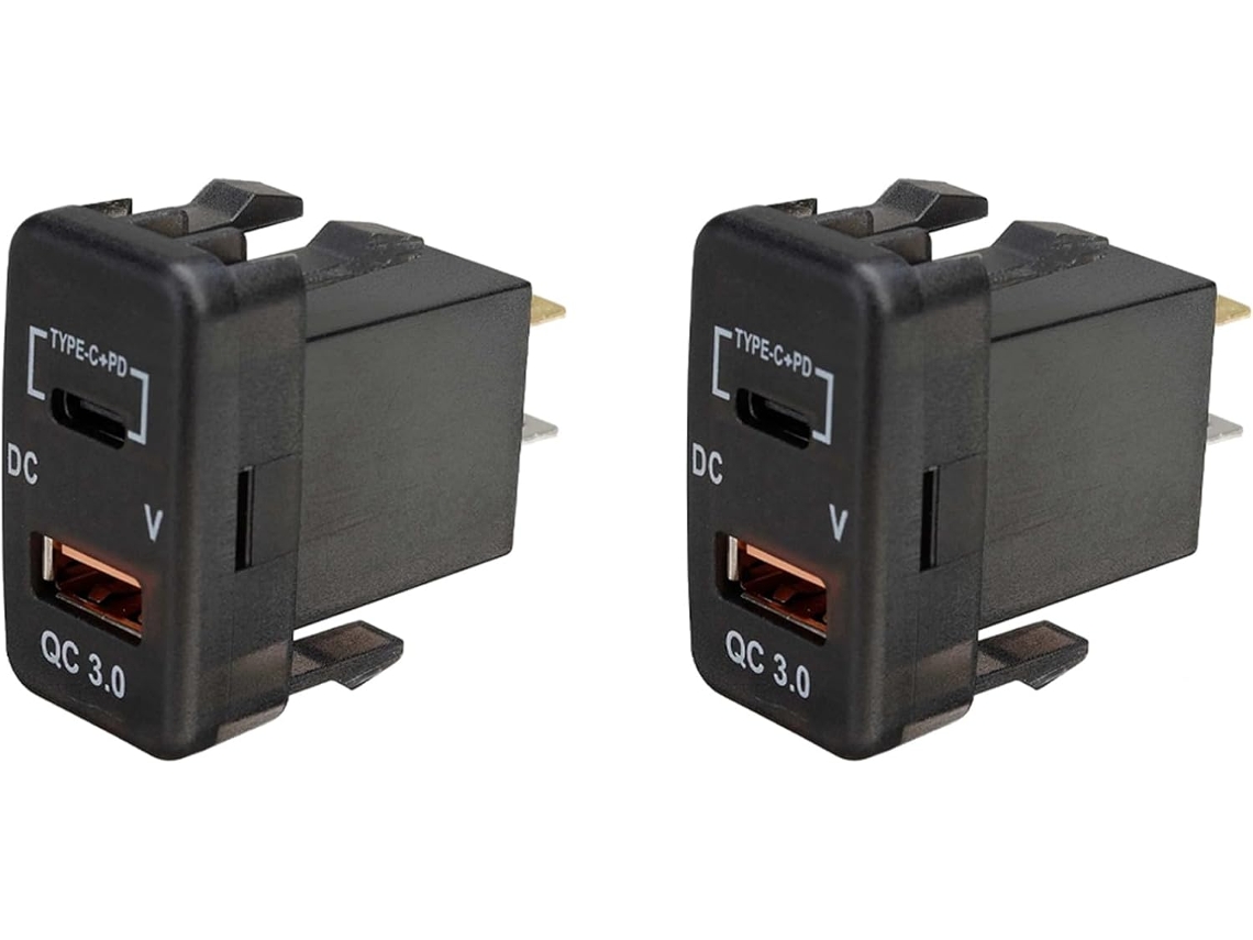 2 Adaptadores De Cargador Usb Duales Pd Qc3.0 Para Coche Con Voltímetro Para Toma De Tablero