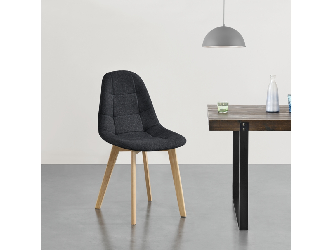 Conjunto de Cadeiras de Jantar [EN.CASA] Kopparberg Preto (Faia, 100 % poliéster - 86 x 53 x 47 cm)
