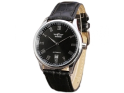Reloj Hombre Casual Empresarial De Cuero Pu, Dial Redondo, Movimiento Mecánico, Resistente Al Agua