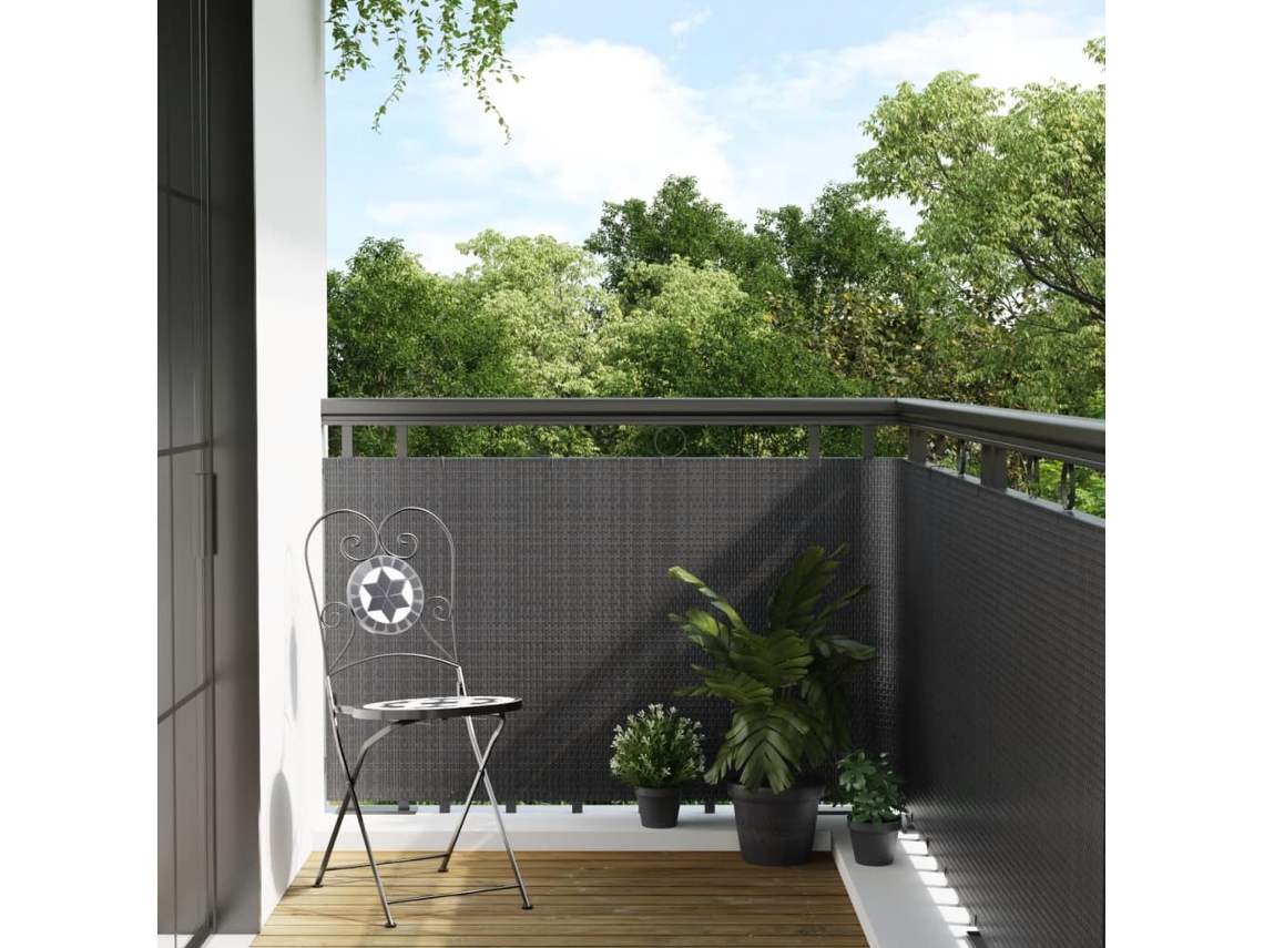 Mampara de balcón 400x80 cm antracita PE mimbre Wsd867822 Lovely Home