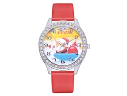 Reloj De Cuarzo Informal Para Mujer Con Correa De Pu, Diseño Navideño, Regalo Encantador (rojo)