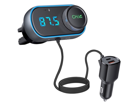 Transmisor FM para automóvil USB QC3.0 PD Cargador de automóvil de carga rápida AUX Receptor de audio Reproductor de MP3 Manos libres Bluetooth 5.0...