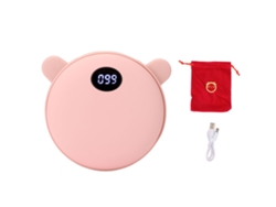 Calentador De Manos Recargable Oso Bonito 5200mah 3 Modos De Temp Tamaño Palma Para Teléfono Tablet Invierno Oso Rosa Oídos