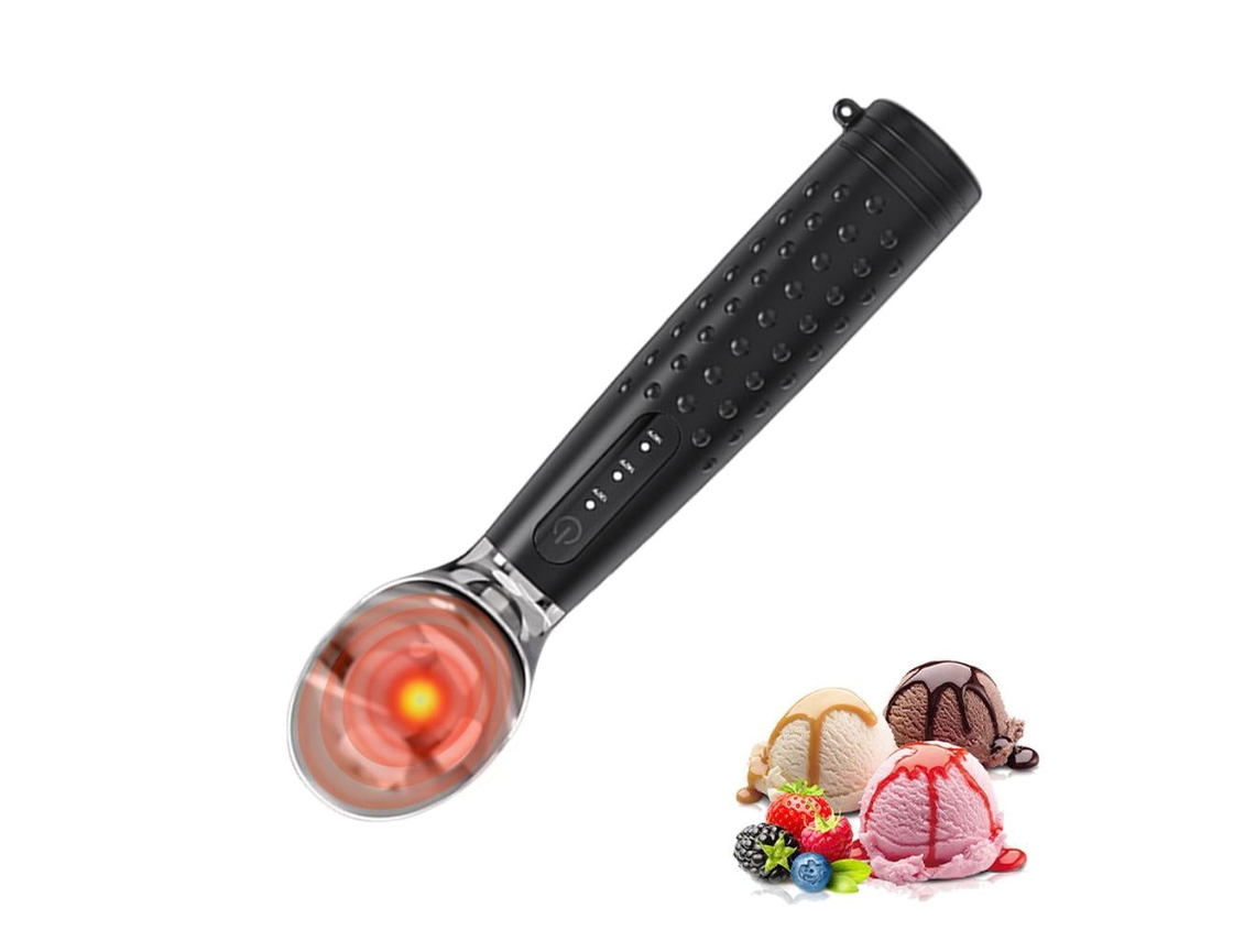 Cuchara eléctrica para helado con calefacción, 3 niveles de temperatura, para helado y gelato SPQMENT (negra)