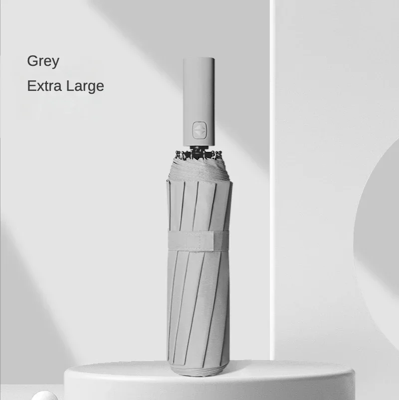 Paraguas Plegable Automático, Resistente, De 12 Varillas (gris), Impermeable Y Resistente Al Viento.