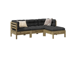 Conjunto de sofá de jardín con cojines de pino impregnado, Dkd Home Decor