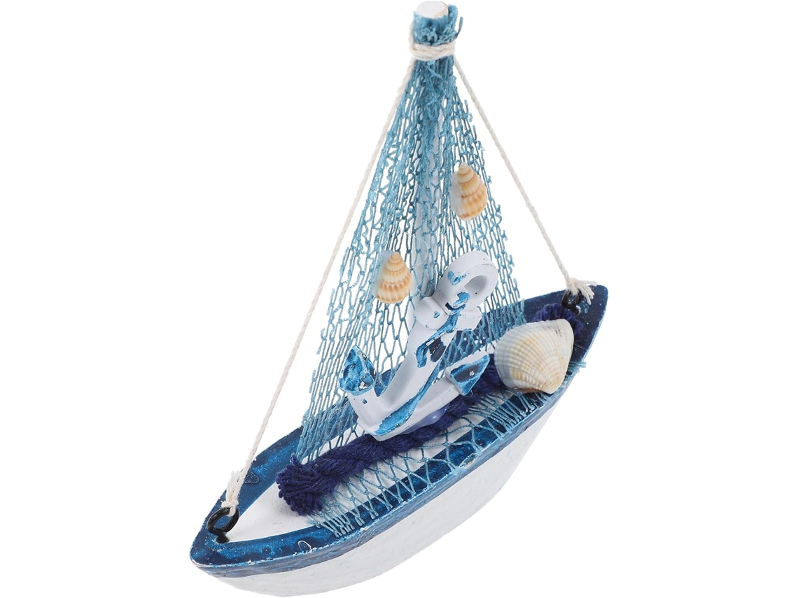 Adorno Velero Madera Estilo Mediterráneo Decoración Encantador Modelo Hecho Mesa Mano