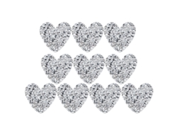 Apliques de corazón de diamantes de imitación plateados de 4 cm