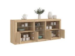 Aparador Con Luces Led Roble Sonoma 181,5x37x67 Cm