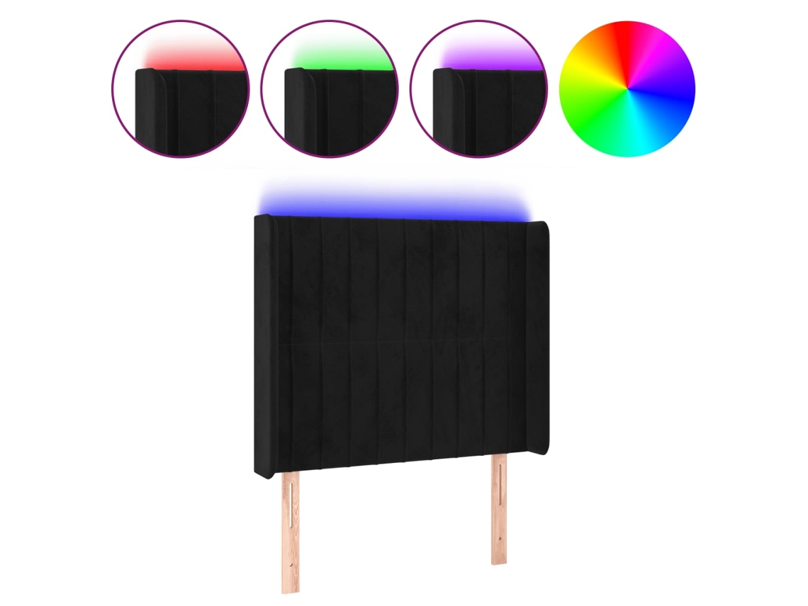 Cabecero Con Led VIDAXL Negro Terciopelo (93x16x128 cm)