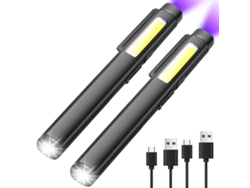 Linterna Led Recargable Con Luz Negra Uv De 365 Nm, Paquete De 2, Con Clip Magnético Pequeño, Cob Edc, Para Acampar Al Aire Libre, Emergenci