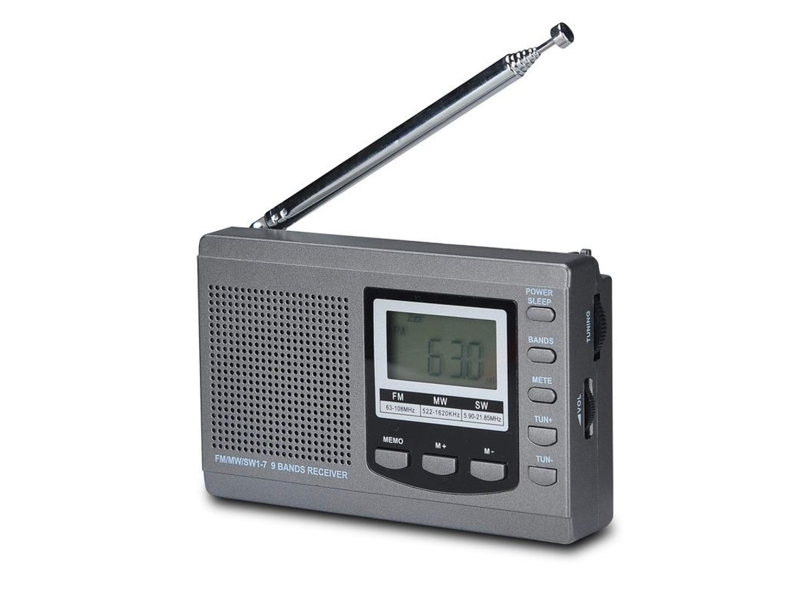 2026-radio De Banda Completa Am/fm/sw Con Altavoz Estéreo, Pantalla Lcd Y Reloj Despertador (gris)