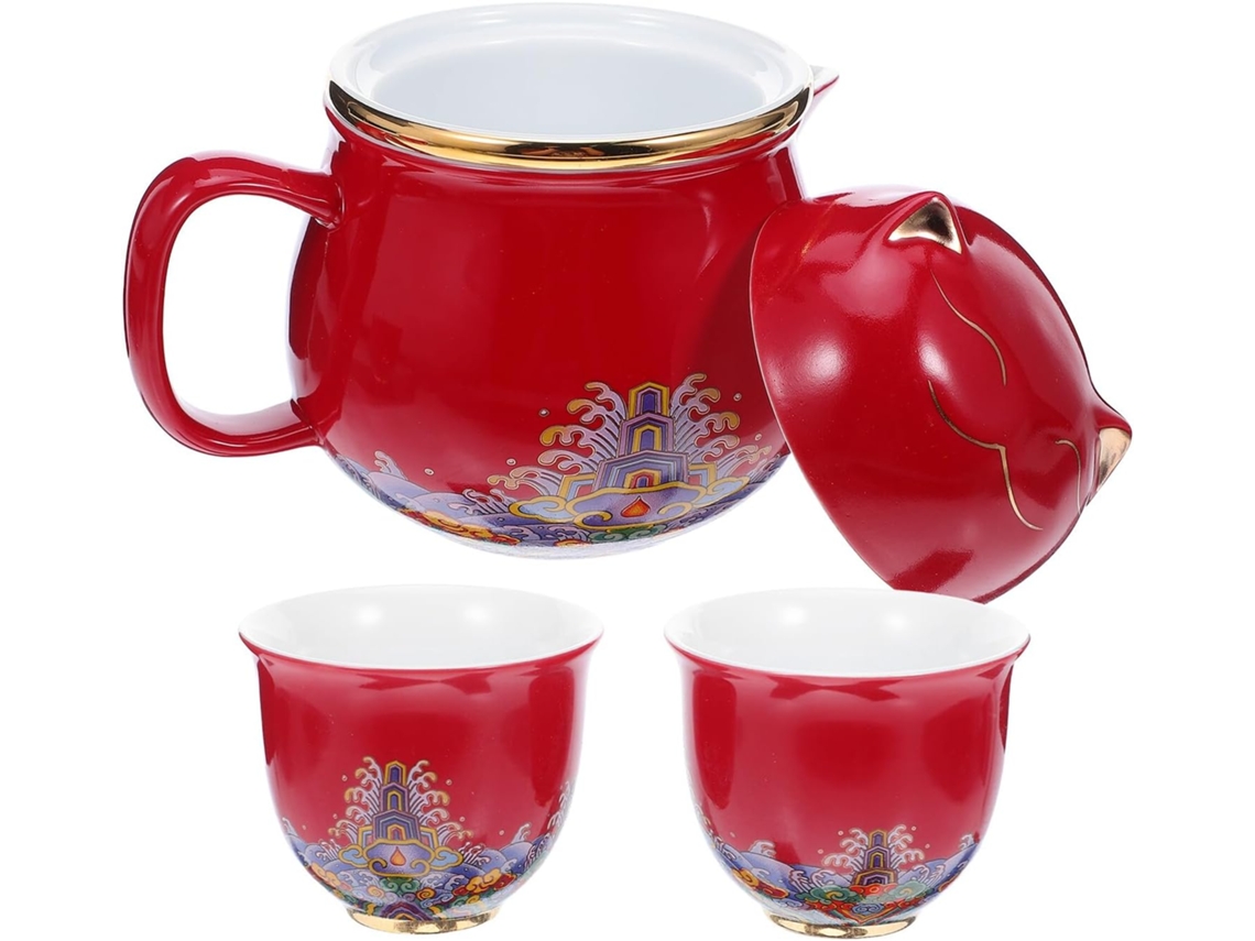 Té, Cerámica, Té De Cerámica Con Tetera Y Tazas Diseño De Gatito Material Cerámico Portátil Para Oficina