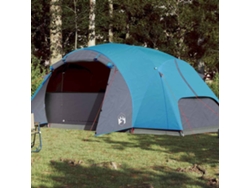 Tienda de campaña familiar con ventilación cruzada, para 8 personas, impermeable, azul.