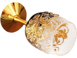 Vaso De Cristal Reutilizable De Diseño Con Tallo De Metal Dorado Estilo Europeo, 250 Ml.