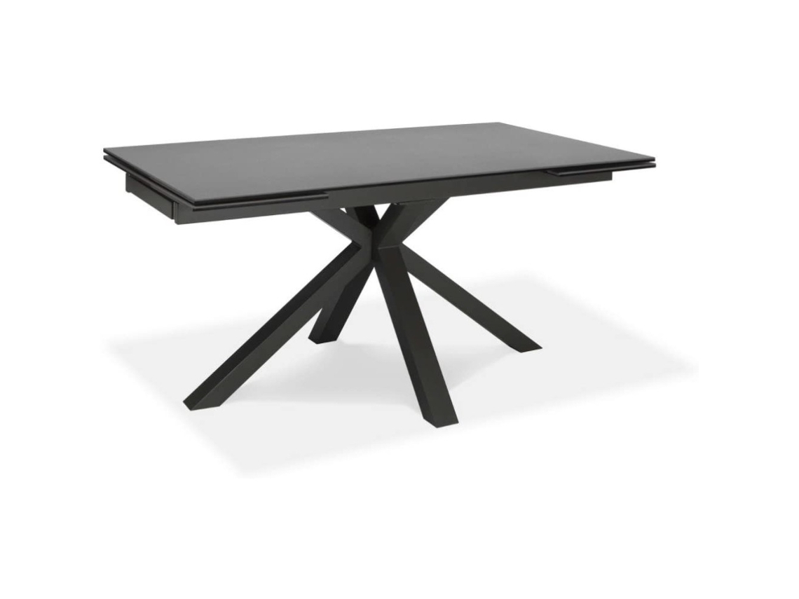 Mesa Extensible de 160Cm a 240Cm Moderna Tapa Cerámica en Vidrio Templado Gris Grafito SOLOLED