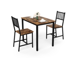 Conjunto De Barra De Comedor Con 2 Taburetes, Estilo Industrial Rústico, Marrón Y Negro.