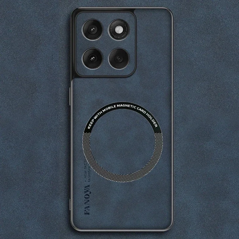 (azul Oscuro, Motorola Moto G86 Power) Funda Blanda De Cuero Genuino Para Teléfonos Motorola, Compatible Con Carga Inalámbrica Magnética.