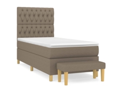 Maison Exclusive - Cama Box Spring Con Colchón Tela Gris Taupe 90x200 Cm
