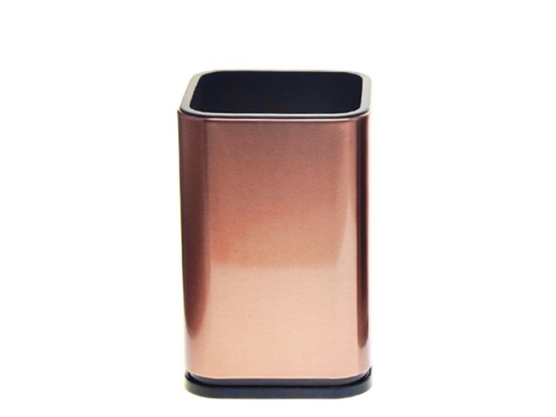 Soporte para utensilios de cocina de oro rosa, organizador multiusos de acero inoxidable para un almacenamiento compacto y una limpieza fácil.