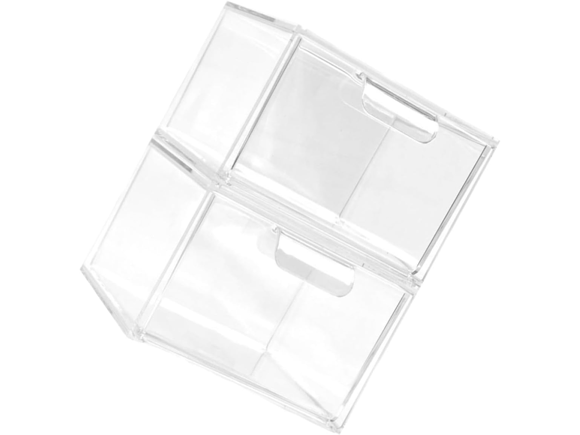 Juego de 2 organizadores de cajones transparentes para baño, maquillaje y joyería.