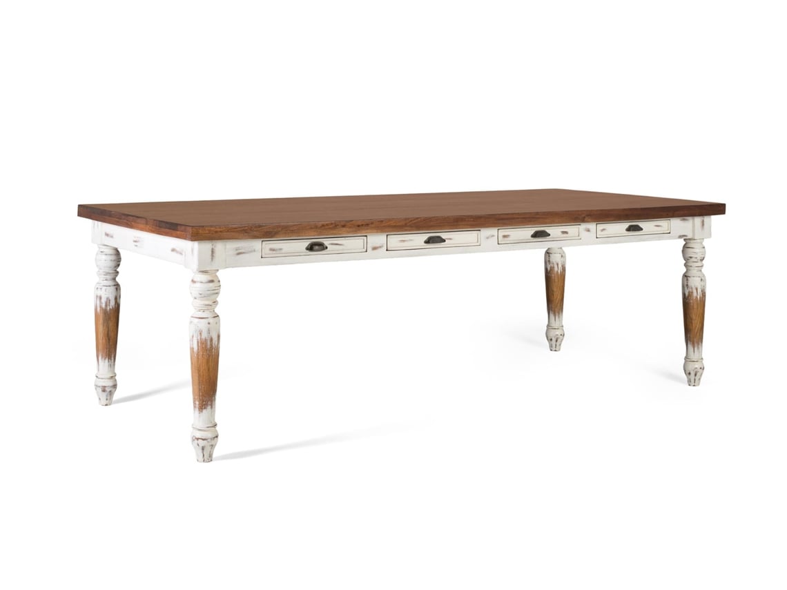 Mesa De Comedor Con Tapa Cristal Y Patas Torneadas