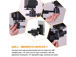 Soporte De Pared Para Nivel Láser Con Rotación De 360° Y Ángulo De Inclinación Ajustable De 15°, Placa De Hierro, Adaptador De 1/4" A 5/8".