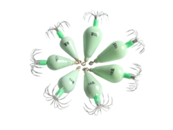 Danu26-kit De 7 Jig De Calamar Luminoso Con 12 Agujas, Lures Fluorescentes Para Pulpo Y Sepia, Bait De Pesca Duro