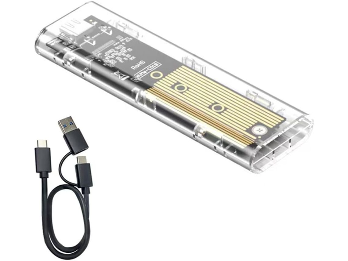Carcasa Para Ssd M.2 M.2 Nvme Ngff De Doble Protocolo Usb 3.0 Gen2 De 10 Gbps Transparente Para Unidad Externa De Pc