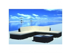 Conjunto de jardín de 6 piezas con cojines, mimbre sintético negro, DKD Home Decor