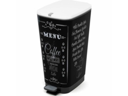 Cubo de Basura con Pedal KIS CHIC Coffee Motif (Negro - 50 L)